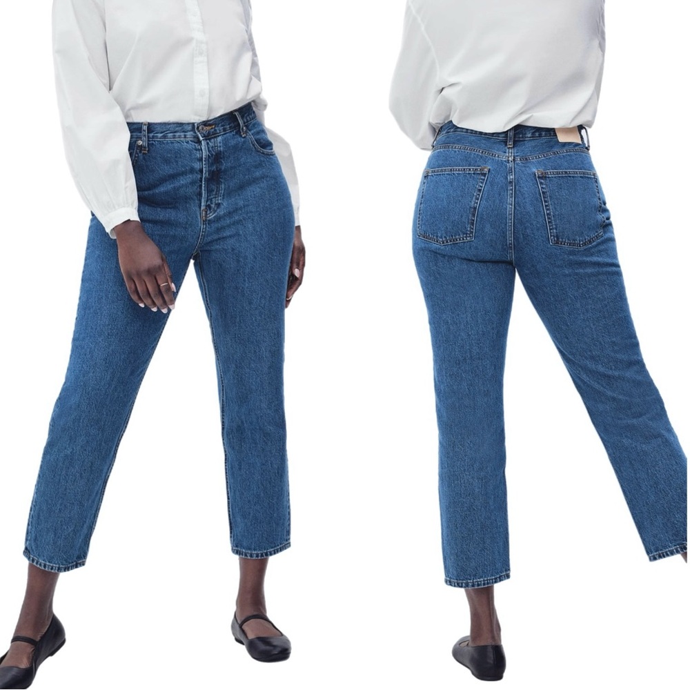 Everlane The Curvy 90s Cheeky Straight Jean Button Fly 100% Organic Cotton Sz 28
